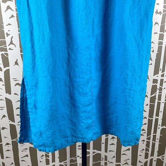 IVY 100% Linen Maxi Skirt Side Split w Pockets Turquoise XL - Picture 11 of 11